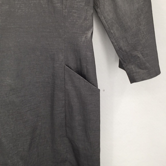 Tom and Linda Platt gray silver shift dress shimmery sateen gray retro new 6 - Picture 3 of 5